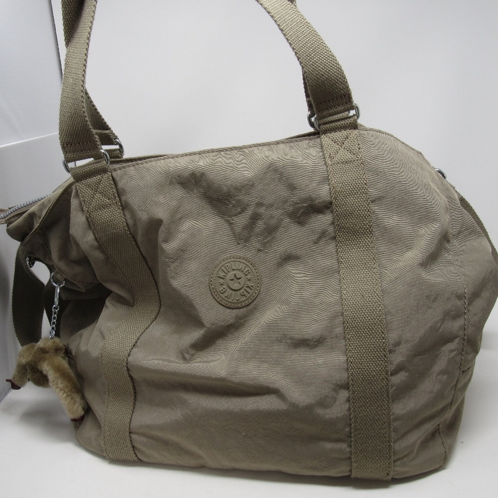 Kipling Taupe Travel Bag with Plush Monkey Charm